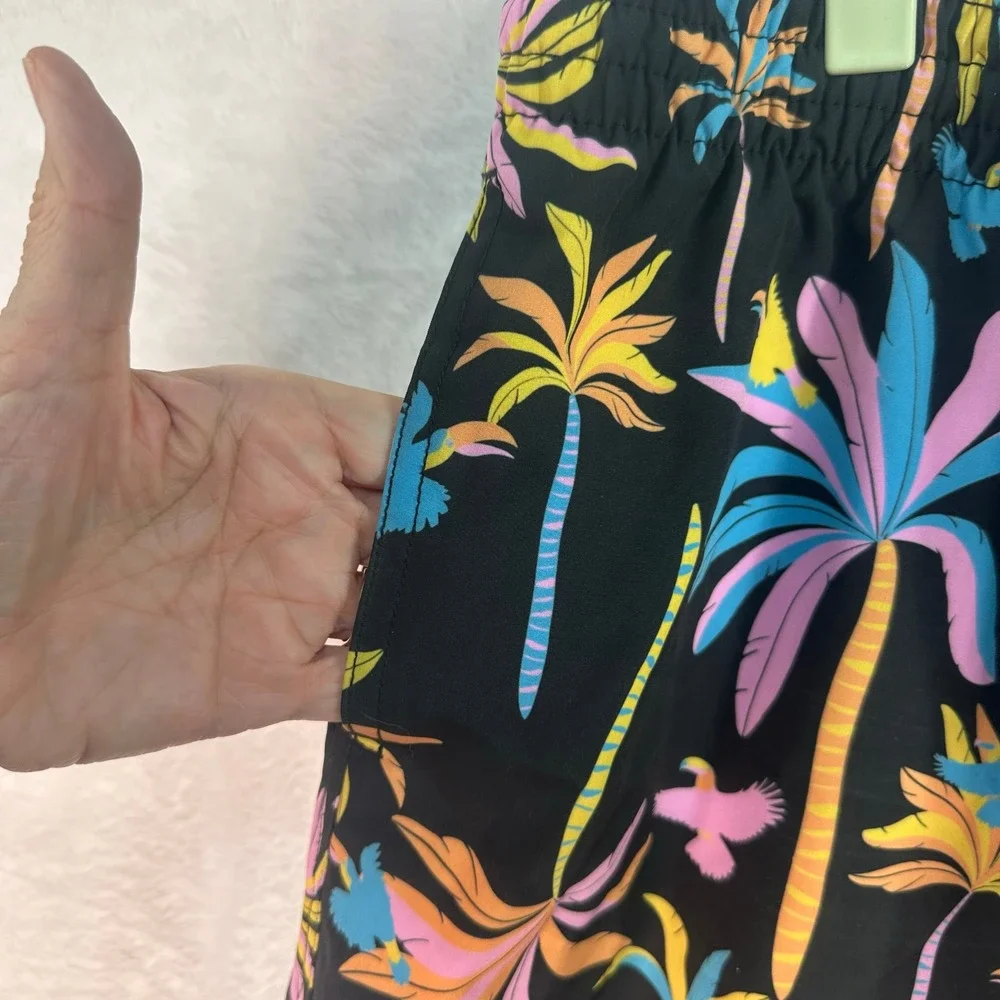 Chubbies Swim Trunks Mens XL Black Palm Tree Birds Tropical Lined Board Shorts